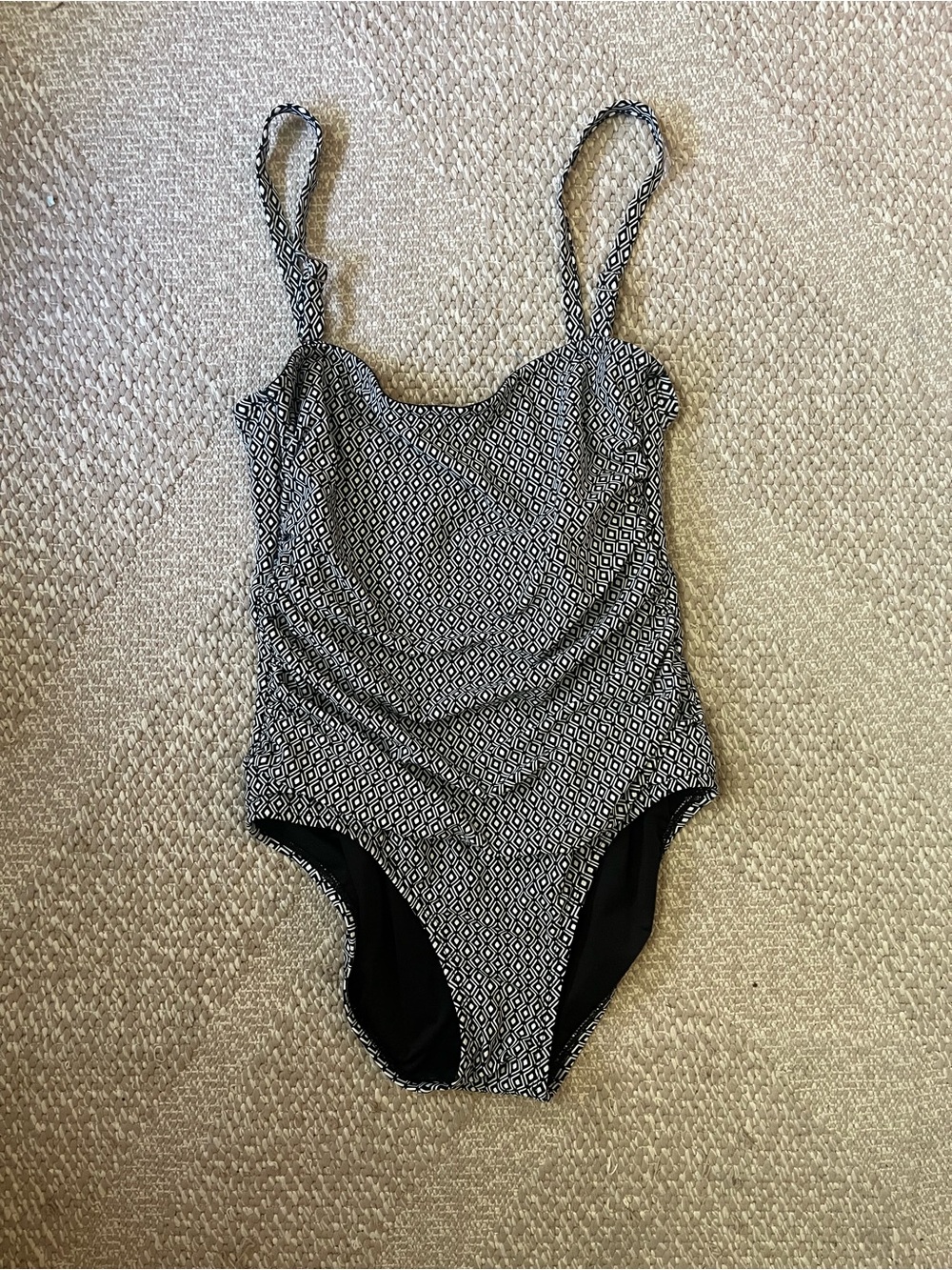 Dkny Black & White Diamond-Print One-Piece Swimsuit